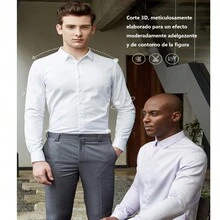 Camisas para Hombre De Vestir Cuello Mao Formal Manga Larga Caballero Elegante Moda Slim Fit Casual