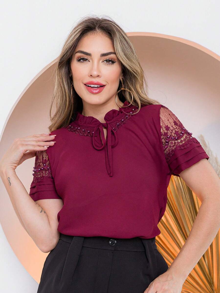 Women Blouses - 紫紅色 - 查看 1