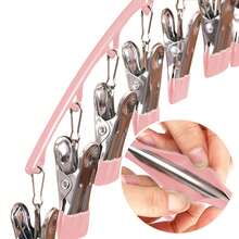 3pcs Stainless Steel Clothespins Set In Various Solid Colors For Socks, Underwear, Towels, Etc. With Anti-Slip Pads And Windproof Design To Prevent Clothes From Falling Off Without Taking Up Too Much Space. Ideal For Daily Laundry And Home Organization - Pink - View 11