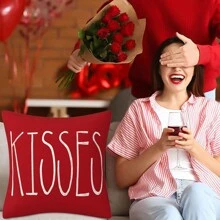 3 件/套 18x18 吋情人節裝飾之吻 Xoxo Love 枕頭套 - 彩色 - 查看 2