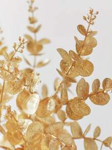 2 件人造金色闪光桉树假植物金色塑料叶仿芦苇植物灌木适用于室内外派对婚礼桌 DIY 装饰、情人节、礼物生日毕业家居装饰返校房间装饰学校用品 - 金色 - 查看 7