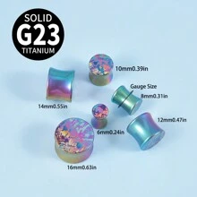1入組g23鈦大耳塞,伸展耳夾測量擴張器,穿刺飾品6mm-16mm,男女圓形耳塞 - 彩色紋理 - 查看 7