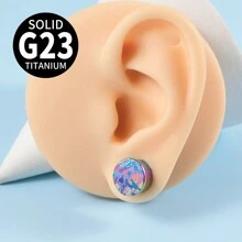 1入組g23鈦大耳塞,伸展耳夾測量擴張器,穿刺飾品6mm-16mm,男女圓形耳塞 - 彩色紋理 - 查看 6