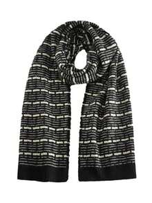 1入女士黑白條紋針織圍巾,適用於秋冬季節,保暖簡約時尚,適合日常穿著,情侶禮物 - 黑與白 - 查看 3