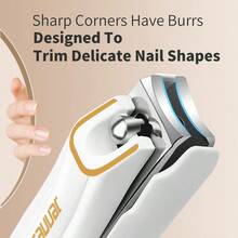 Gitnk 大型不鏽鋼修指器,防濺水指甲剪帶收集器,可自動捕捉指甲剪芯,旅行可攜式護理工具 - 白色 - 查看 3