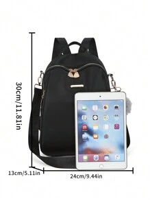 Sac à dos léger et portable en nylon noir minimaliste 1 pièce, avec décoration de fermeture éclair en métal, pour filles. Convient pour une utilisation quotidienne, des rendez-vous, les étudiants du campus et du collège. Parfait pour le collège, les affaires, le travail, les trajets, le retour à l'école, les voyages, les sorties et les étudiants du collège, les ados, les femmes, les hommes, l'école primaire, le collège, le lycée, le travail, les sorties en plein air.