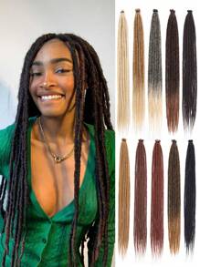 合成草編頭髮束嬉皮獨單頭結,捲髮草編擴展套裝雷鬼風格女用 - 棕色 - 查看 1