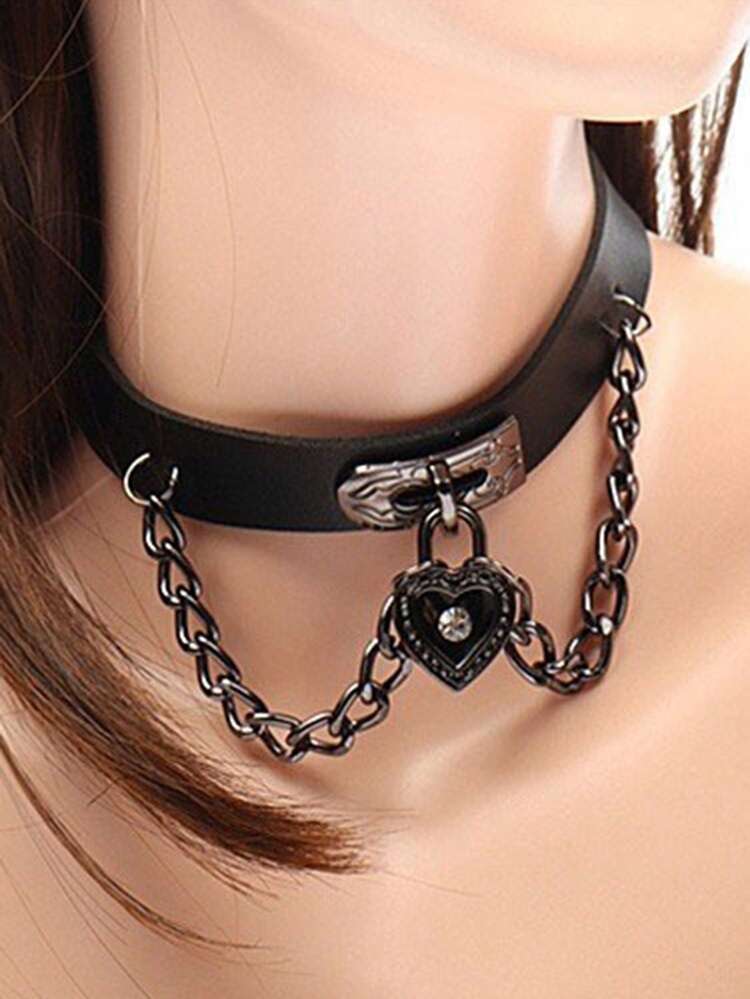 Cuore Nero Collana Girocollo Bavaglino Gotico Punk Vittoriano Steampunk Regalo