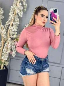 BLUSA TERMICA CUELLO ALTO BASIC TEXTURA BASICA - Rosa - Ver 2