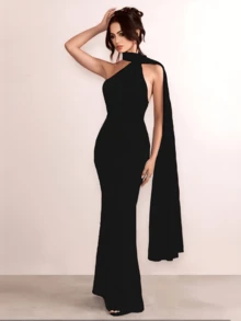 Vestido elegante para fiestas ajustado de moda - Negro - Ver 2