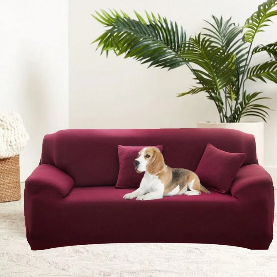 1入組沙發套,彈性時尚布料l型沙發套,沙發愛座套,椅套,1/2/3/4人座沙發綜合保護套,連1入組沙發墊套,適用於客廳、寵物、狗 - 酒紅色 - 查看 1