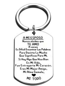 1 Piece Men'S Stainless Steel Brand Keychain Spanish Couple Confession Gift Valentine'S Day Gift Couple Pendant Pendant Car Accessories Bag Charm Backpack For School