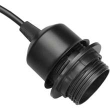 吊燈配件,金屬e27螺紋燈座,附帶led燈泡3000k暖光/6500k白光,帶鎖環吊燈配件套件,3核心100cm柔性電纜吊蓋,黑色 - 黑色 - 查看 2