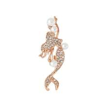 New Arrivals Alloy & Crystal & Pearl Jewelry Wholesale With Inlaid Diamond, Minimalism Mermaid Shaped Brooch - Yellow Gold - View 1