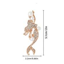 New Arrivals Alloy & Crystal & Pearl Jewelry Wholesale With Inlaid Diamond, Minimalism Mermaid Shaped Brooch - Yellow Gold - View 5