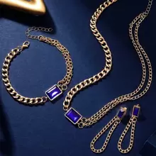 4 Teile/satz Damen Licht Luxus Doppelschicht Halskette Armband Ohrringe Set