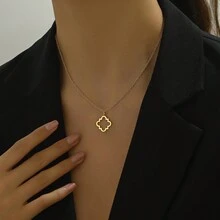 新款時尚百搭四葉草母親節吊飾項鍊 - 金色 - 查看 1