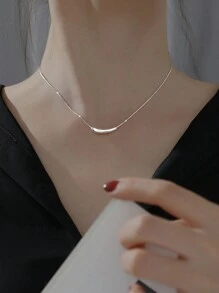 1入無性別極簡小茄子形不鏽鋼吊墜項鍊,適合女性日常配戴 - Style 1 - 查看 2