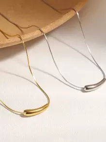 1入無性別極簡小茄子形不鏽鋼吊墜項鍊,適合女性日常配戴 - Style 1 - 查看 1