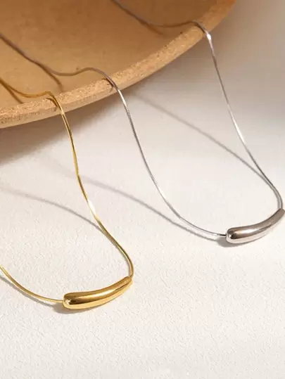 VceTd 1 Miếng Không giới tính Tối giản Nhỏ bé Cà tím Hình dạng Thép không gỉ Vòng cổ mặt dây chuyền Thích hợp Đối với Của phụ nữ Mặc hàng ngày