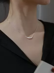 1入無性別極簡小茄子形不鏽鋼吊墜項鍊,適合女性日常配戴 - Style 1 - 查看 3