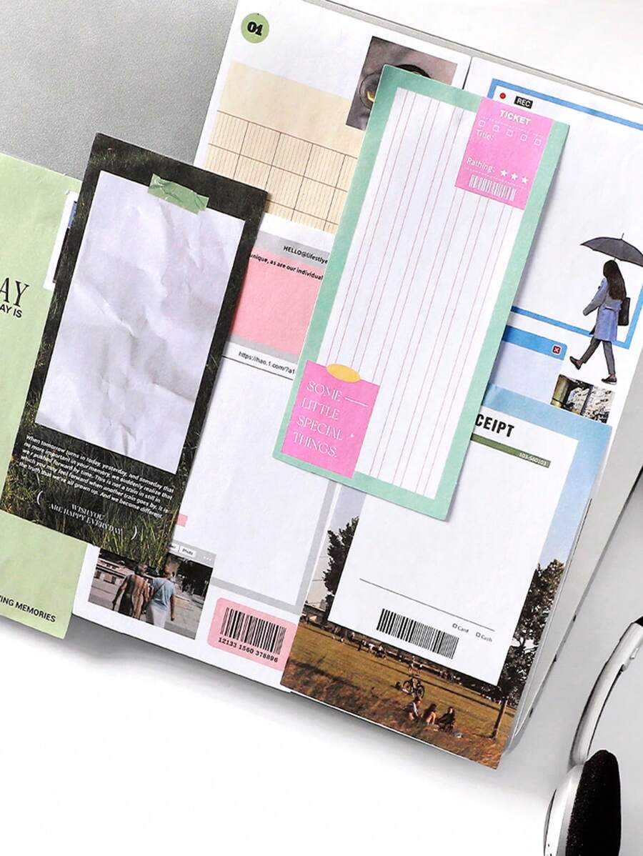 1包/10款/20張可愛的韓國guka貼紙材料,用於日記裝飾 - 彩色 - 查看 1