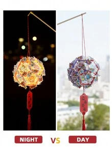 1入組可愛的龍型2024年新年燈籠,中式新年裝飾,攜帶式發光燈籠,新年,春節,掛飾;新年快樂,手工製作燈籠,diy材料包 - 紅色 - 查看 6