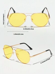 1pc Gold-Colored Fashionable Metal Frame Polarized Night Vision Glasses With Yellow-Tinted Lenses Suitable For Men To Wear When Driving At Night Vintage Shades Accessories Beach Accessories Glasses Shades For Summer Beach Vacation,Outdoor,Travel