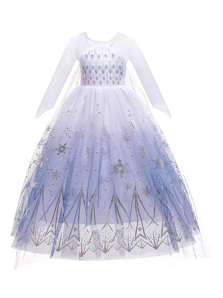 Robe de princesse élégante avec motif flocon de neige, manches longues, tulle, pour anniversaire, représentation, réception, sans coiffe, pour jeunes filles | Mode en ligne | SHEIN FRANCE