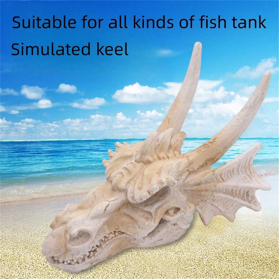 1入創意龍骨頭水族箱造景裝飾樹脂魚缸蝦子避難所 圓形擺設 - 彩色 - 查看 1