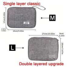 簡單便攜拉鍊收納袋,輕量級數據線組織者,商務旅行,學校,大學,辦公室旅行袋充電器收納盒 - 藍色 - 查看 4