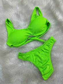 Biquíni  CANELADO  Bicolor Com Bojo  Calcinha Asa Delta Moda Gringa Roupa Feminina Moda Praia