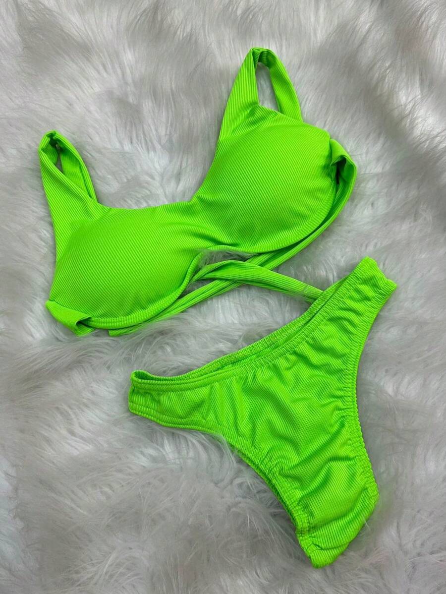 Biquíni  CANELADO  Bicolor Com Bojo  Calcinha Asa Delta Moda Gringa Roupa Feminina Moda Praia