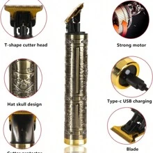 Set maquina para corte de cabello, barba y cuerpo, cortadora de pelo eletrico recargable - METALICO - Ver 3