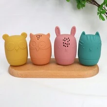 4pcs Baby Bathing Toys Set, Silicone Animal Shape Bubble Bath Ball Sprayer, For Bathtub & Bathroom Daily Use