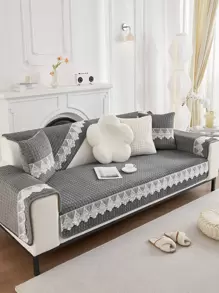 1套冬季暖和的絨毛沙發套裝,包括沙發套、靠背套、扶手套,防滑,適用於大多數四季