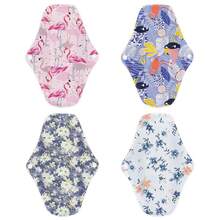 4 件裝竹炭布月經墊/可重複使用衛生/媽媽內褲襯墊常規流量隨機顏色 - 彩色 - 查看 1