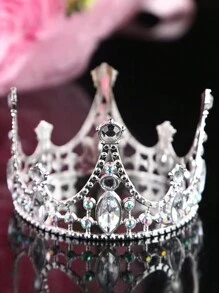 1入蛋糕生日皇冠裝飾頂部,派對蛋糕烘焙用品,情人節成人女士假珍珠頭箍 - 彩色 - 查看 4