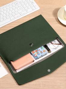 Leather A4 Document Bag File Folder For Business Meeting, Bill Storage - Orange - View 9