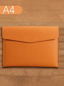 Leather A4 Document Bag File Folder For Business Meeting, Bill Storage - Orange - View 1