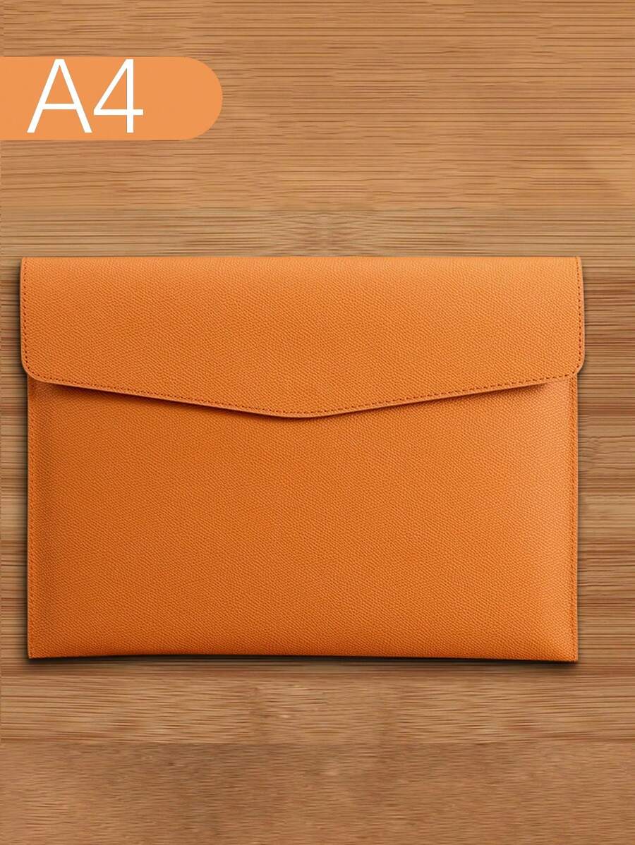Leather A4 Document Bag File Folder For Business Meeting, Bill Storage - Orange - View 1