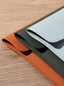 Leather A4 Document Bag File Folder For Business Meeting, Bill Storage - Orange - View 8