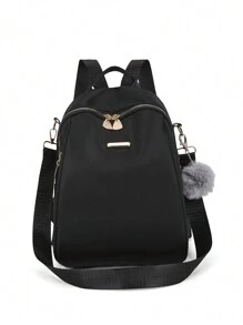 Sac à dos léger et portable en nylon noir minimaliste 1 pièce, avec décoration de fermeture éclair en métal, pour filles. Convient pour une utilisation quotidienne, des rendez-vous, les étudiants du campus et du collège. Parfait pour le collège, les affaires, le travail, les trajets, le retour à l'école, les voyages, les sorties et les étudiants du collège, les ados, les femmes, les hommes, l'école primaire, le collège, le lycée, le travail, les sorties en plein air.
