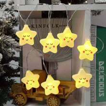 一條串聯的led電池盒燈,形狀為笑臉,星星和雲彩。包含兩種照明模式:閃爍或恆定。適用於商店,櫥窗,房間的裝飾,以及求婚,攝影背景和生日派對。 - 黃色 - 查看 3