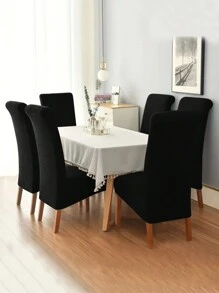 1 件/4 件/6 件米色条纹格子高弹力餐椅套，现代涤纶可水洗防尘椅套，适用于餐厅、酒店、深灰色、卡其色、黑色、秋季装饰、房间装饰、返校季、学校用品