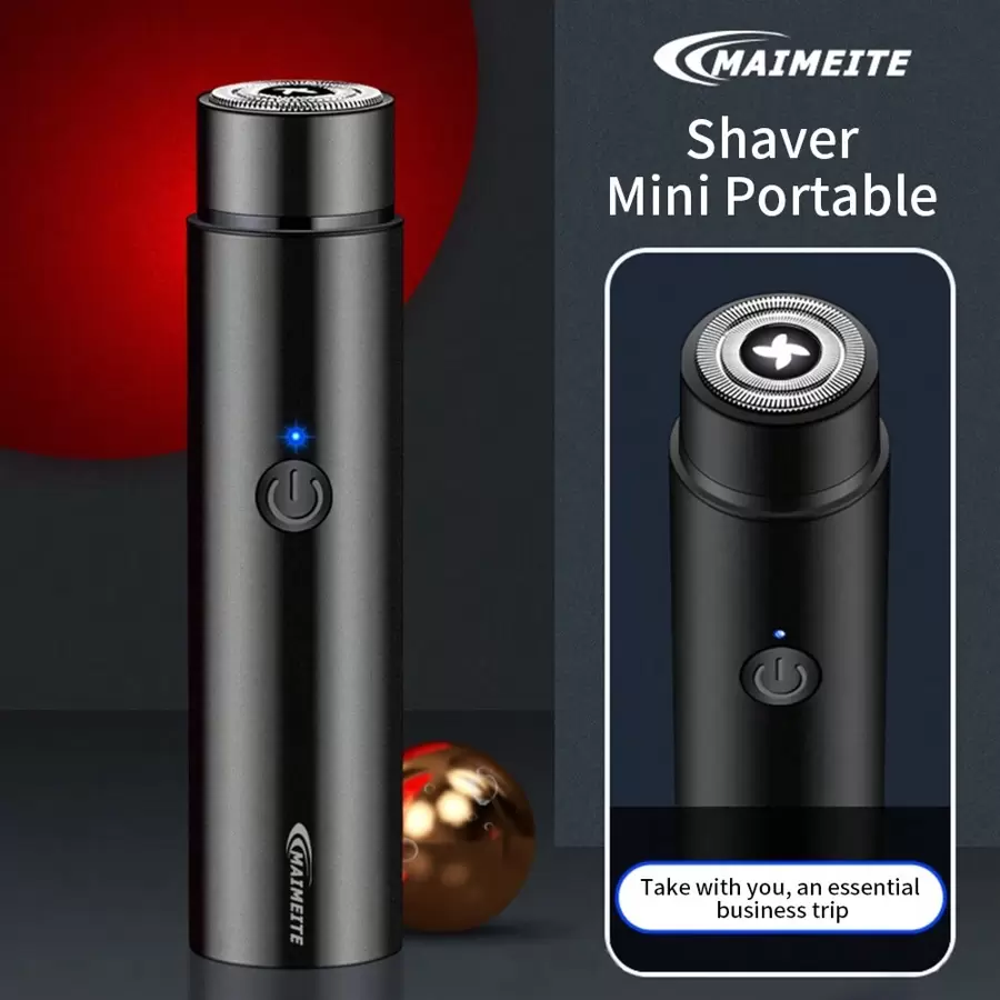 1入組這款便攜式可充電迷你電動剃須刀可讓您升級您的剃須日常! - 黑色 - 查看 1