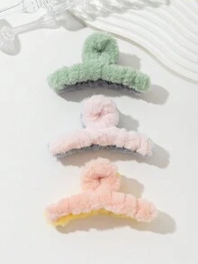 3入組毛絨直線髮卡,適用於母親、禮物、女友、家庭成員 - 彩色 - 查看 2