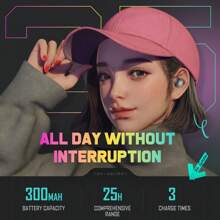 ONIKUMA T20 游戏耳机 2024 新款时尚无线旋转翻盖 HiFi 立体声入耳式耳机带麦克风 - 黑色 - 查看 6