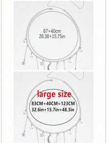 Alloy Moon Hollow Out Star Pendant Tassel Chain Waist Chain/Waist Decoration For Halloween, Birthday, Party And Daily Wear Boho Witch Summer, School Fall, Autumn, Halloween - Silver - View 5