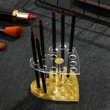 Professional 12 Hole Acrylic Gel Nail Brushes Holder Heart Round Stand Makeup Brush Holder For Displaying Nail Art Manicure Tool,Room,Home,Bedroom,Bathroom,House,Pink Room,Living Room Decor,Travel Stuff,Gift Bag,Gifts For Mom,Dad,Men,Friends,Teacher,Birthday,Wedding,Desk,Shelves,Accessories,Gift Boxes,Funny Gift,Storage,Makeup Brush Holder - Gold - View 1